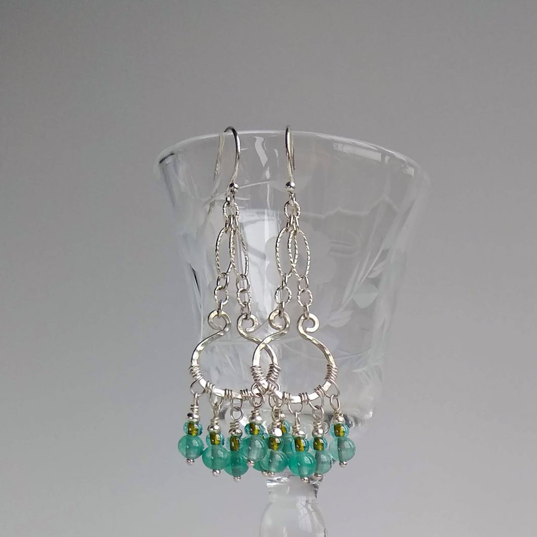 Chandelier Earrings - Petite Aqua Green