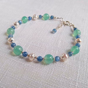 Simple Circlet Bracelet ~ Semi Precious & Freshwater Pearl
