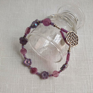 Button Bracelet ~ Plum Hues - Vintage Glass