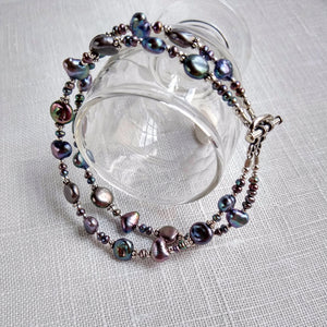 Double Strand Bracelet ~ Peacock Pearls