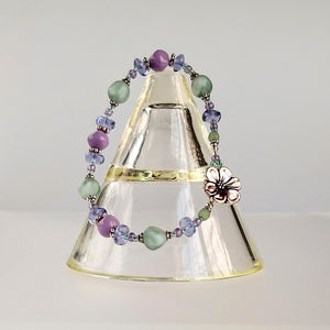 Button Bracelet ~ Hydrangea Hues in Vintage Glass