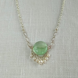 Garland Necklace ~ Fluorite & Freshwater Pearl