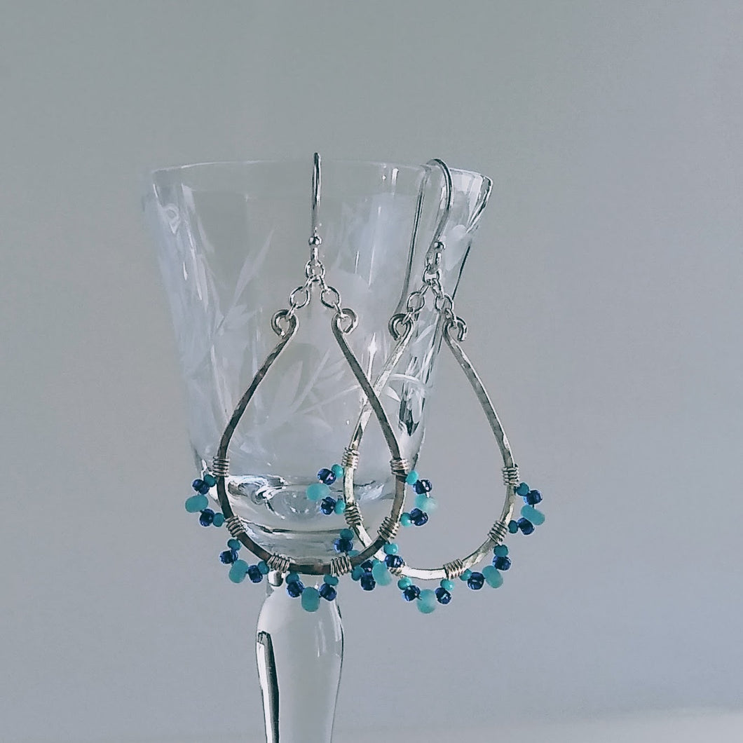 Lacy Teardrop Earrings ~ Ocean Blues