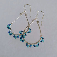 Load image into Gallery viewer, Lacy Teardrop Earrings ~ Ocean Blues
