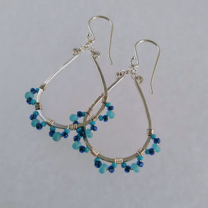 Lacy Teardrop Earrings ~ Ocean Blues
