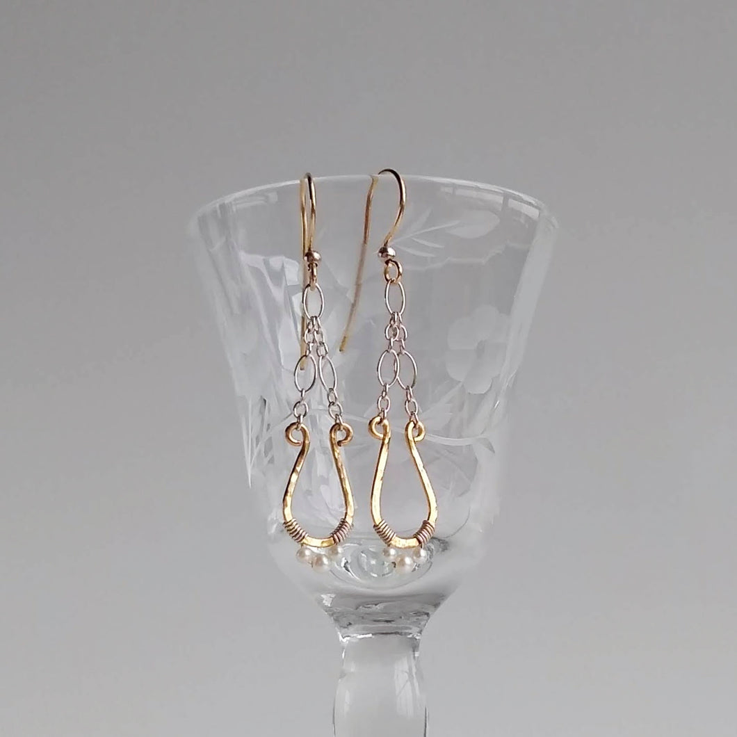 Teardrop Earrings ~ Mixed Metals & Freshwater Pearls