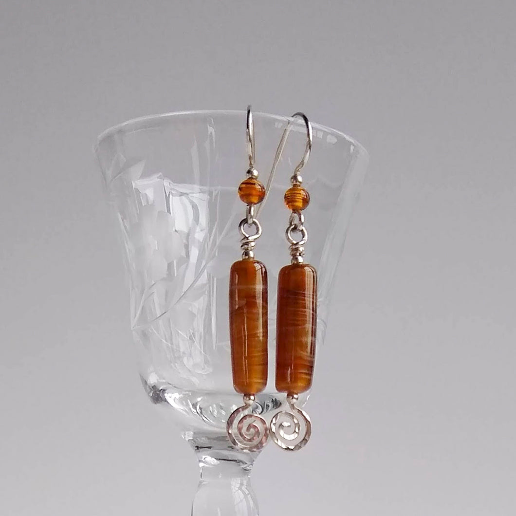 Spiral Drop Earrings ~ Vintage Flame-work Glass