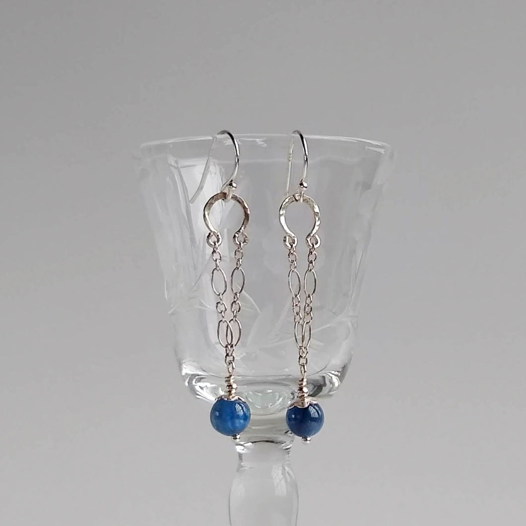 Blue Kyanite - Tiny Halo Earrings