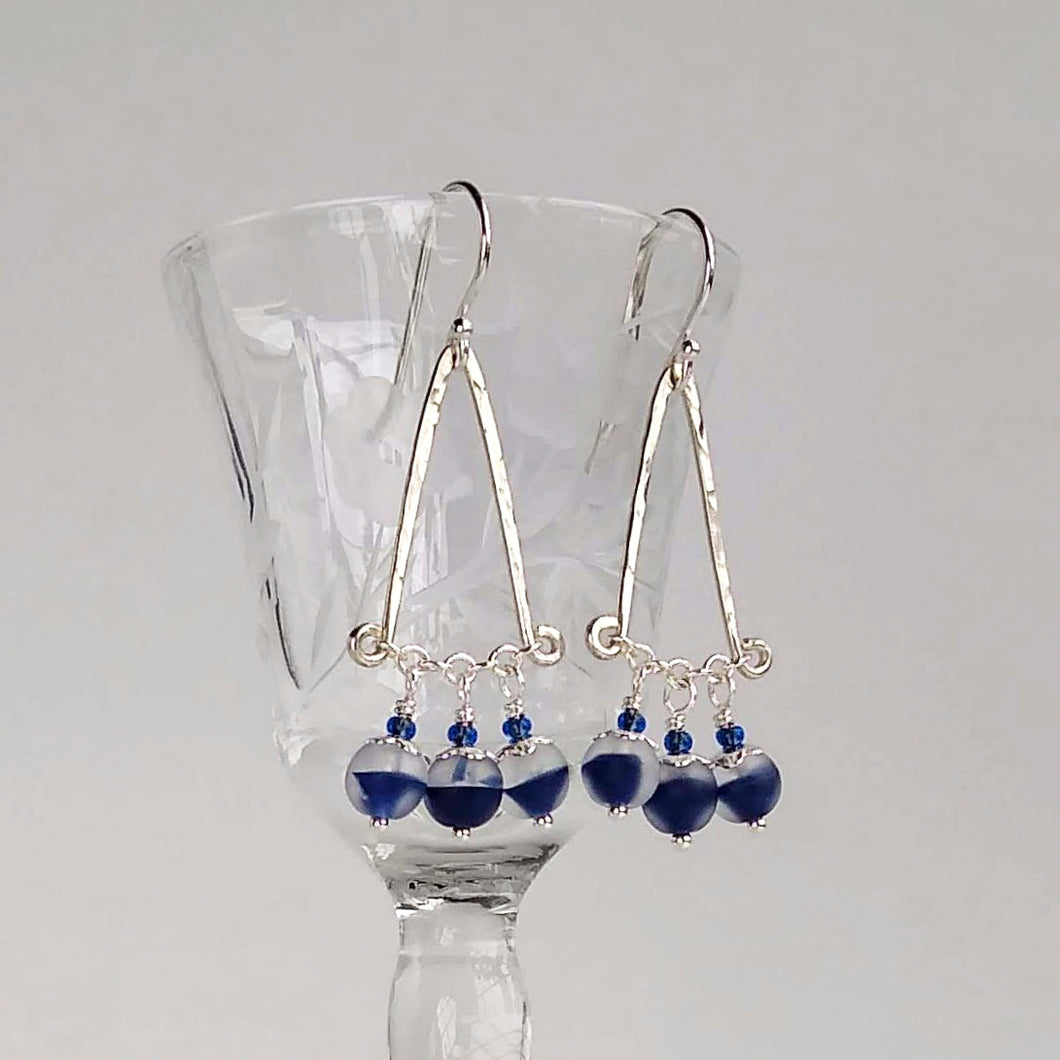 Isosceles Earrings ~ Inky Navy Frost